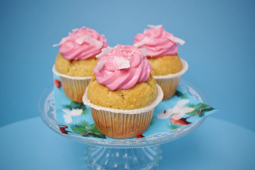 Three Cupcake With Pink Icing